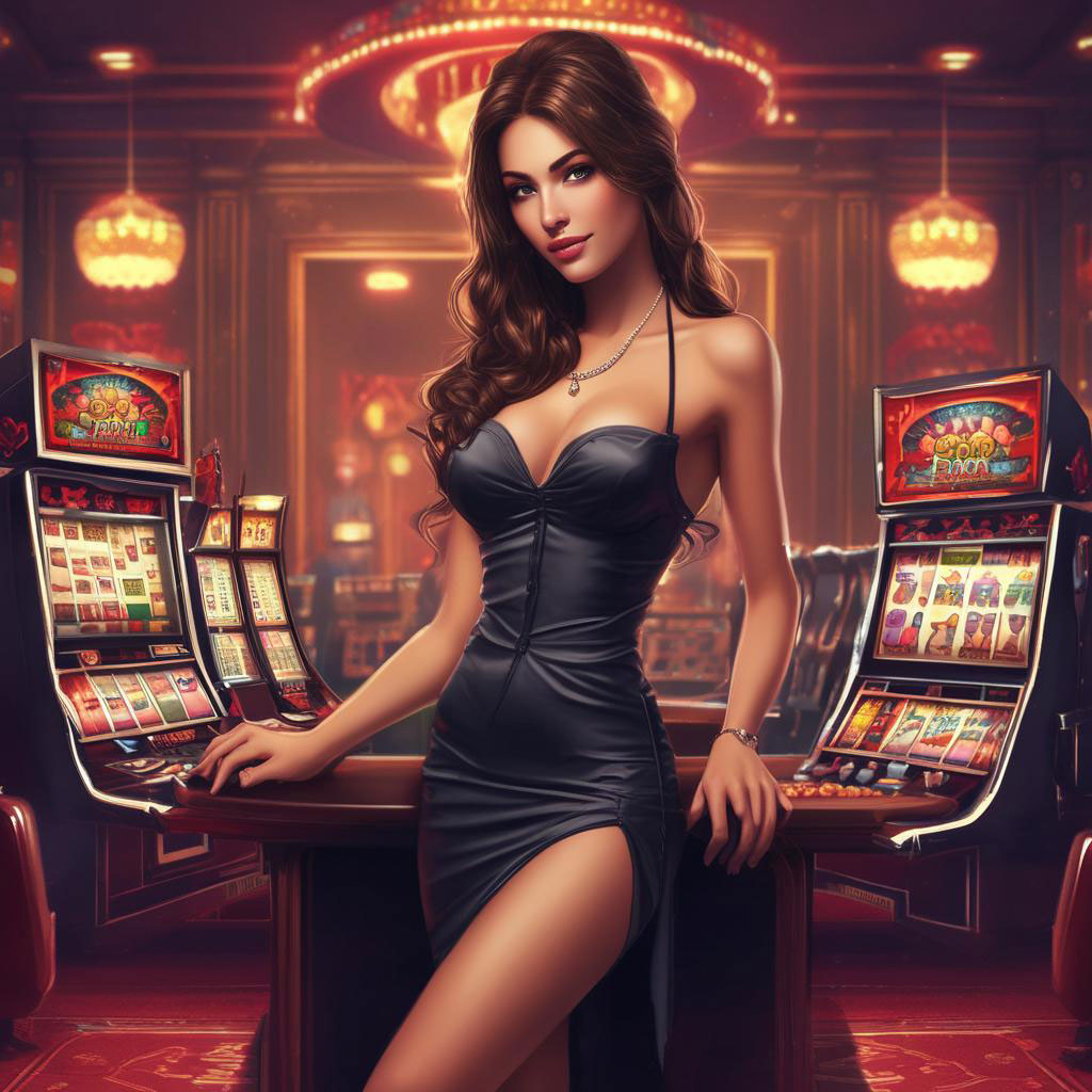 seorang perempuan sedang bermain casino slot judi online di ombak138 slot online